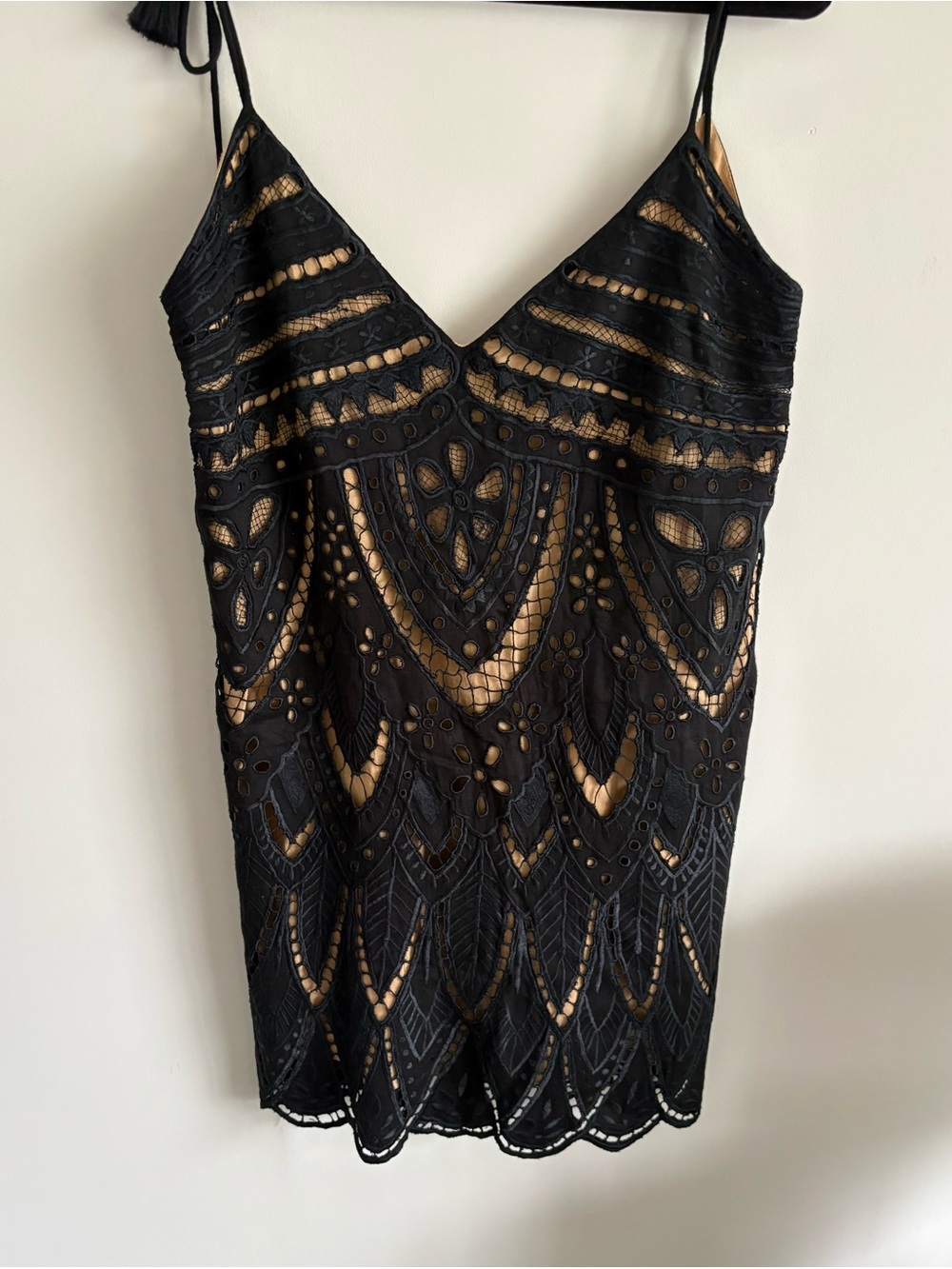 Free People Black Lace Overlay with Nude Lining Slip